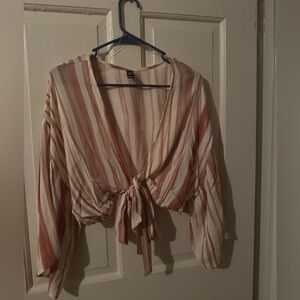 Pink and White Stripe Summer Cooling Crop Top